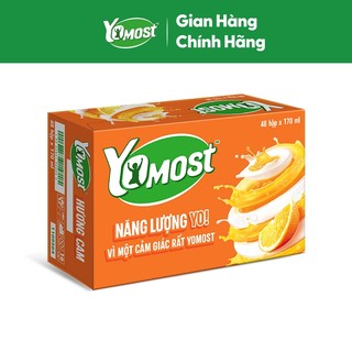[KOL] Thùng 48 Hộp Sữa Chua Lên Men Tự Nhiên Yomost Vị Cam (170ml/Hộp)