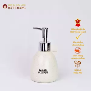 Bình Sứ Đựng Sữa Tắm, Dầu Gội, Dầu xả Sản Phầm Sử Dụng Cho Khách Sạn, Homestay Dáng Trứng 250ml