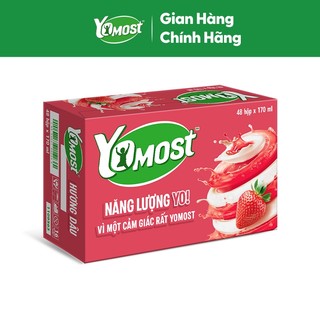 [KOL] Thùng 48 Hộp Sữa Chua Lên Men Tự Nhiên Yomost Vị Dâu (170ml/Hộp)