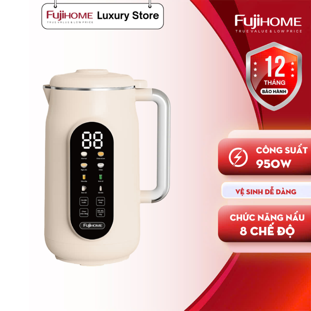 Máy Làm Sữa Hạt Fujihome SM836 – Xay 800W, Nấu 150W, Cảm Ứng 3D
