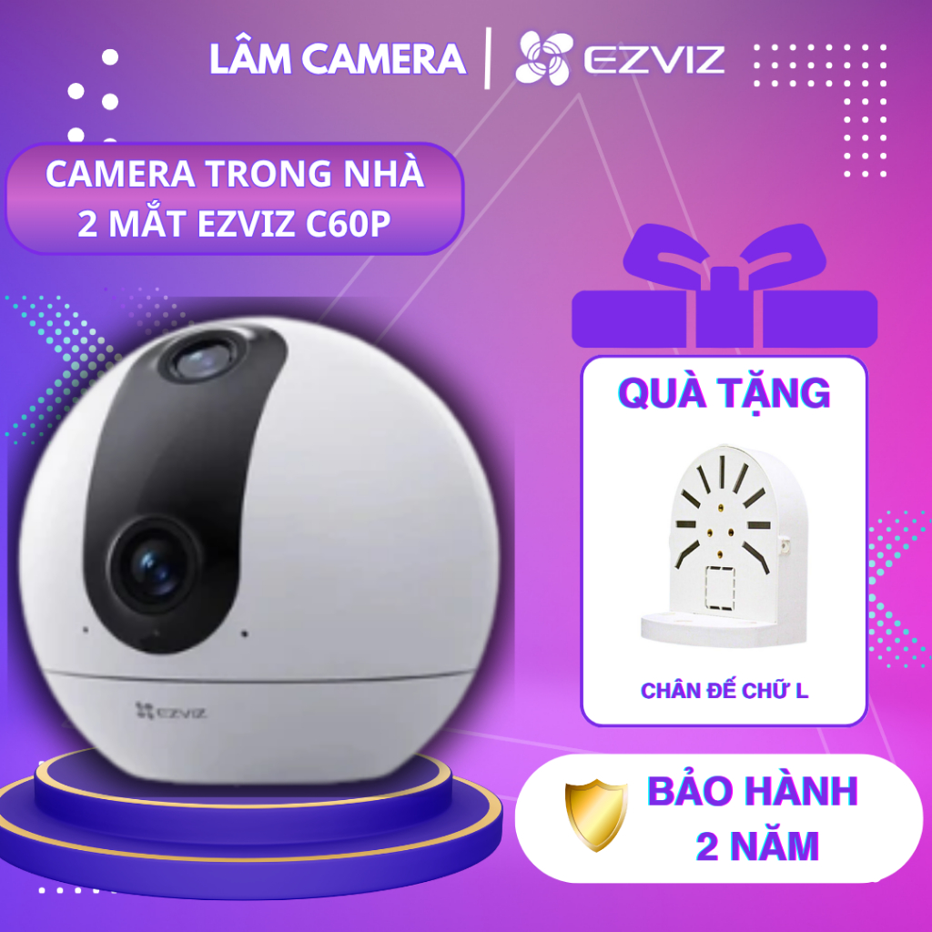 Camera ezviz 2 mắt C60P, camera wifi xoay 360, 2K-3MP ban đêm có màu ...