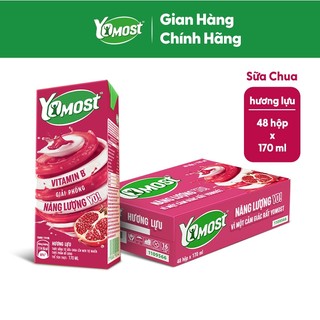 [KOL] Thùng 48 Hộp Sữa Chua Lên Men Tự Nhiên Yomost Hương Lựu (170ml/Hộp)
