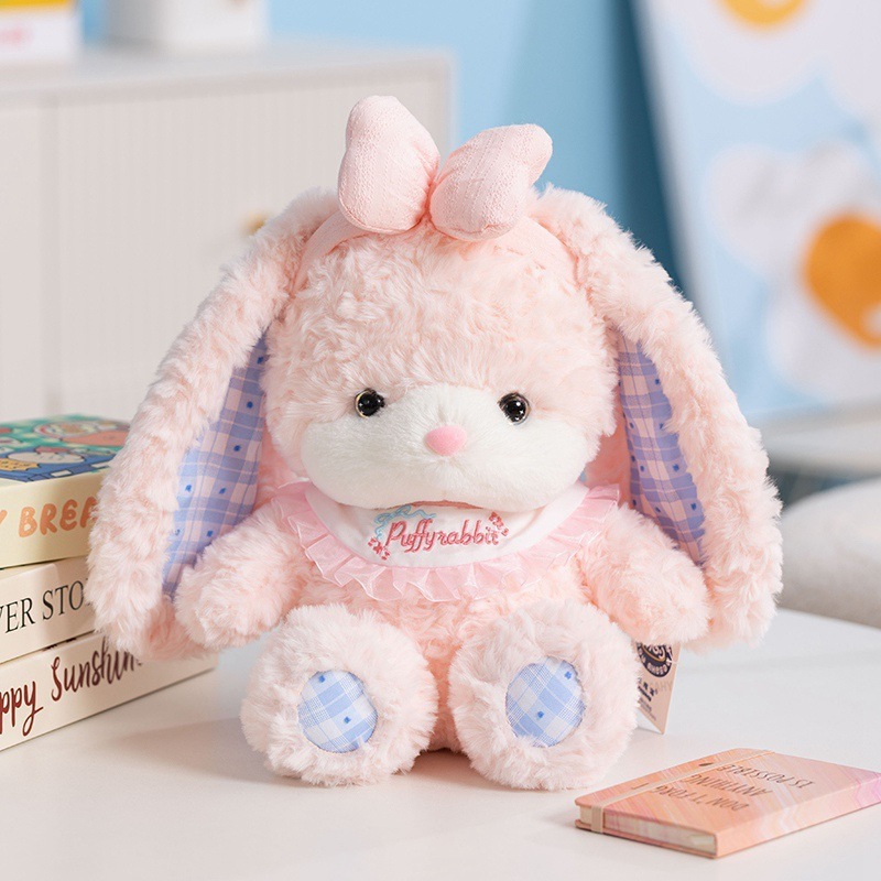 Bộ Đôi Gấu Bông Thỏ Hồng Và Gấu Teddy Nâu Lông Xù Mắt Sao Dễ Thương Làm Quà Tặng Sinh Nhật Cho Bạn Gái, Cho Bé
