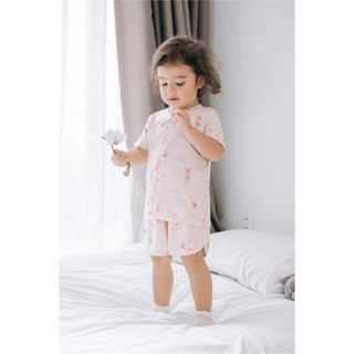 M&B (3-24M) Bộ quần áo cộc tay cài giữa co giãn tốt, chất Rayon thoáng mát, thấm hút mồ hôi cho bé