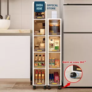Tủ Đựng Đồ Đa Năng ENODA HOME, Tủ Nhựa Đựng Đồ Khe Hẹp, Tủ Gấp Gọn Có Bánh Xe Tận Dụng Không Gian Hẹp TUN001
