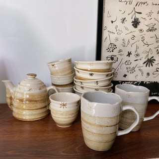 Bộ Ấm Trà Mộc Hoa Men Tiêu Vintage - Gốm Nhật 2hand