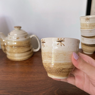 Bộ Ấm Trà Mộc Hoa Men Tiêu Vintage - Gốm Nhật 2hand