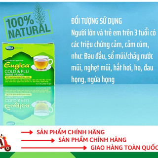 [MUA LÀ CÓ QUÀ] Trà Giải Cảm Eugica  Cold & Flu Herbal Infusion, Phòng Cảm Cúm, Ngạt Mũi, Hắt Hơi, Cảm Lạnh, Hộp 10 gói