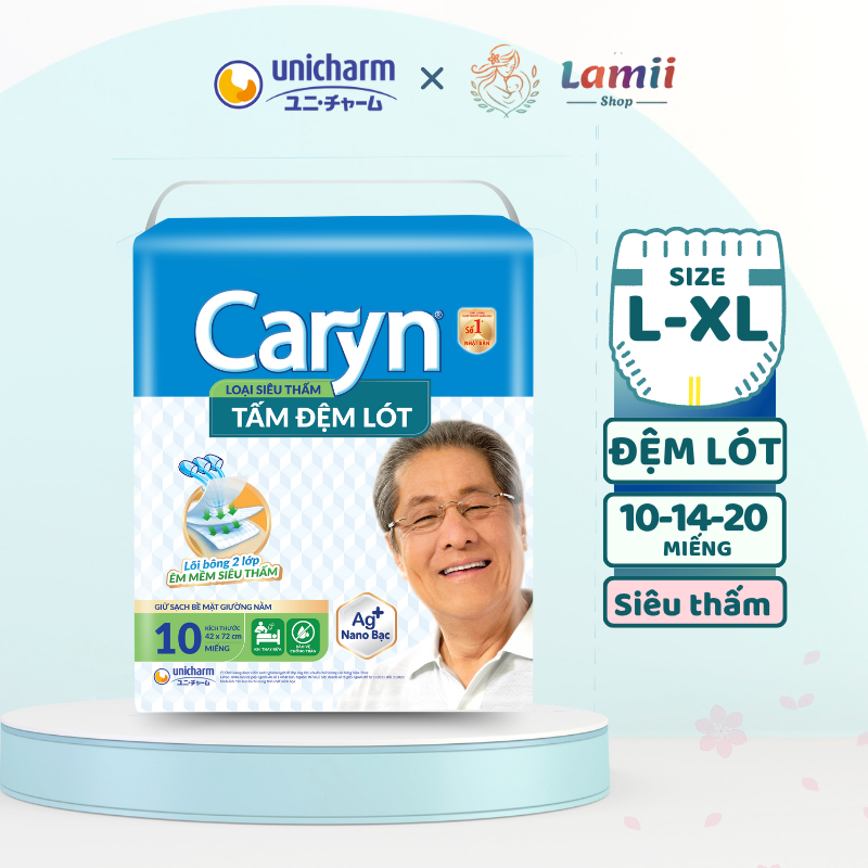 Tấm đệm lót Caryn Underpad Unicharm siêu thấm với công nghệ kháng khuẩn ...