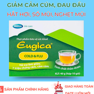 [MUA LÀ CÓ QUÀ] Trà Giải Cảm Eugica  Cold & Flu Herbal Infusion, Phòng Cảm Cúm, Ngạt Mũi, Hắt Hơi, Cảm Lạnh, Hộp 10 gói