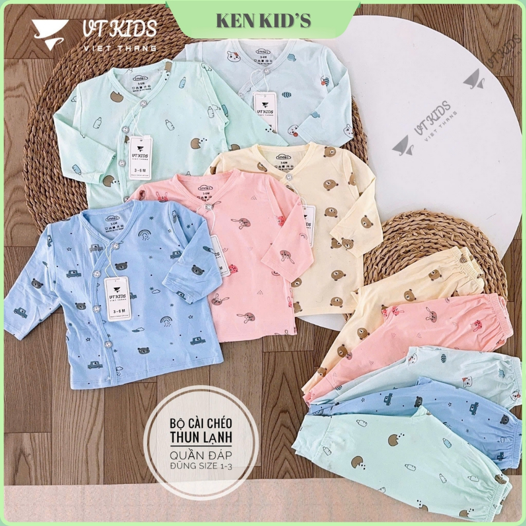[Set 3-5] Bộ dài tay thun lạnh màu mềm mịn mát cho bé sơ sinh từ 3-9kg DLM01