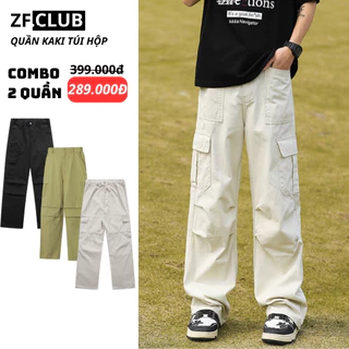 Quần Ống Rộng Kaki Túi Hộp Nam Nữ ZONEF CLUB Phong Cách Hàn Quốc Chất Liệu Cao Cấp Thoáng Mát