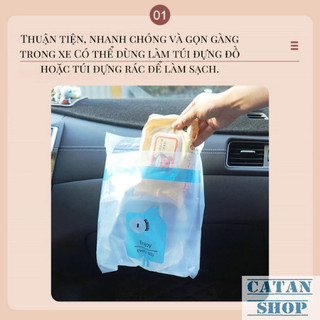 Set 10 Túi Rác KFO Hoạt Hình Dán Ô Tô Có Keo Tự Dính Tiện Lợi, Chống Thấm, Giữ Xe Sạch Sẽ Gọn Gàng Hơn