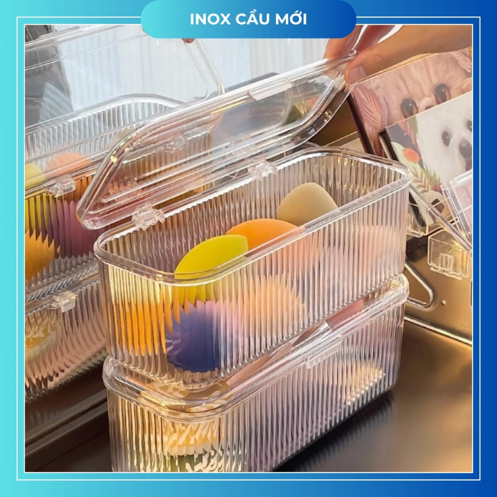 Hộp đựng mỹ phẩm, đồ trang điểm để bàn đa năng, trong suốt chất liệu nhựa Acrylic sang trọng