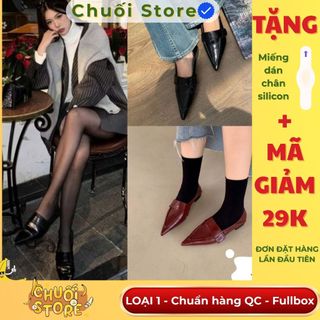 Giày bệt nữ da PU tổng hợp dệt vải đế cao su cao cấp thanh lịch sang trọng quý phái