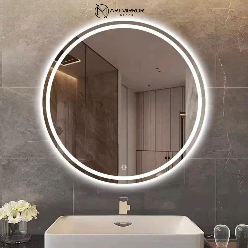 Gương TRÒN LED VIỀN Nhà Tắm, Bàn Trang Điểm kính Việt - Nhật cao cấp dày 4mm