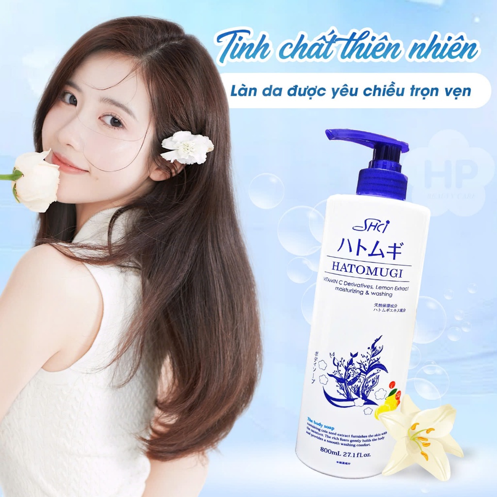 Sữa Tắm Giúp Dưỡng Da Trắng Sáng SHCI Hatomugi The Body Soap (800mL)