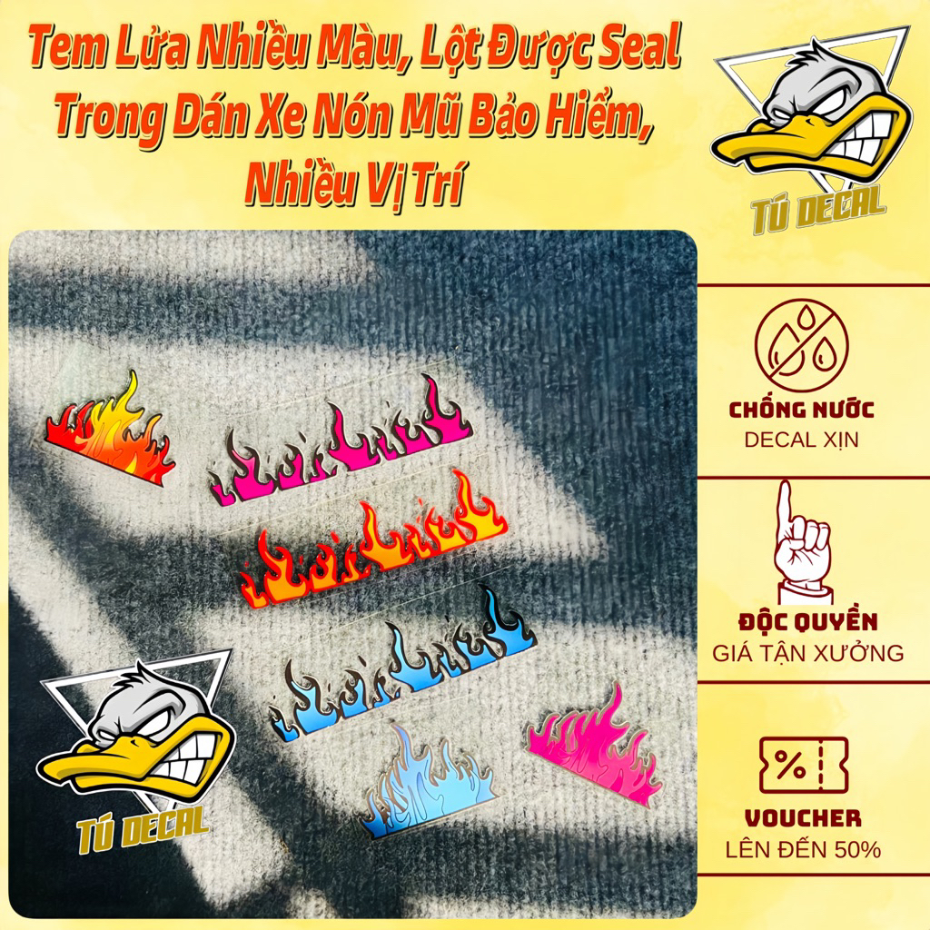 Tem Logo Sticker Lửa Lột Seal Trog Dán Trang Trí Xe Máy,Nón Mũ Bảo Hiểm ...