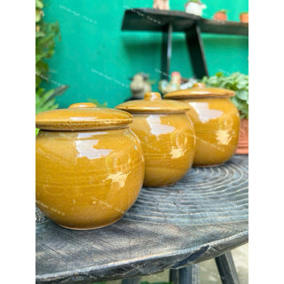 Thố Sứ Nâu/Chấm Bi Xanh Truyền Thống Cổ Xưa Nhiều Size  - Đựng Gà Tiềm Yến Chưng Không Chất Tạo Bóng - Gốm Xưa Nam Bộ