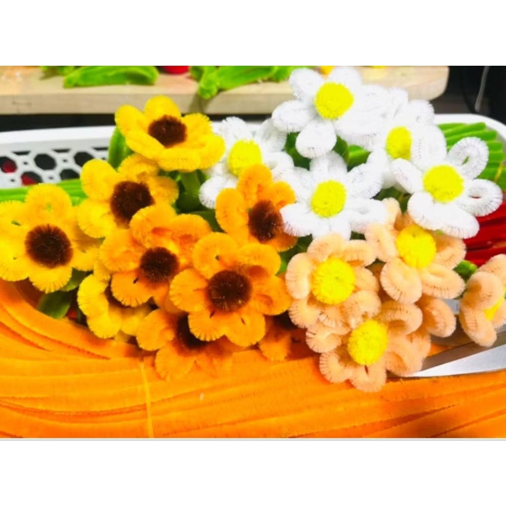 Cành Hoa Tulip Kẽm Nhung Mini , Cành Hoa Cúc Mini Kẽm Nhung