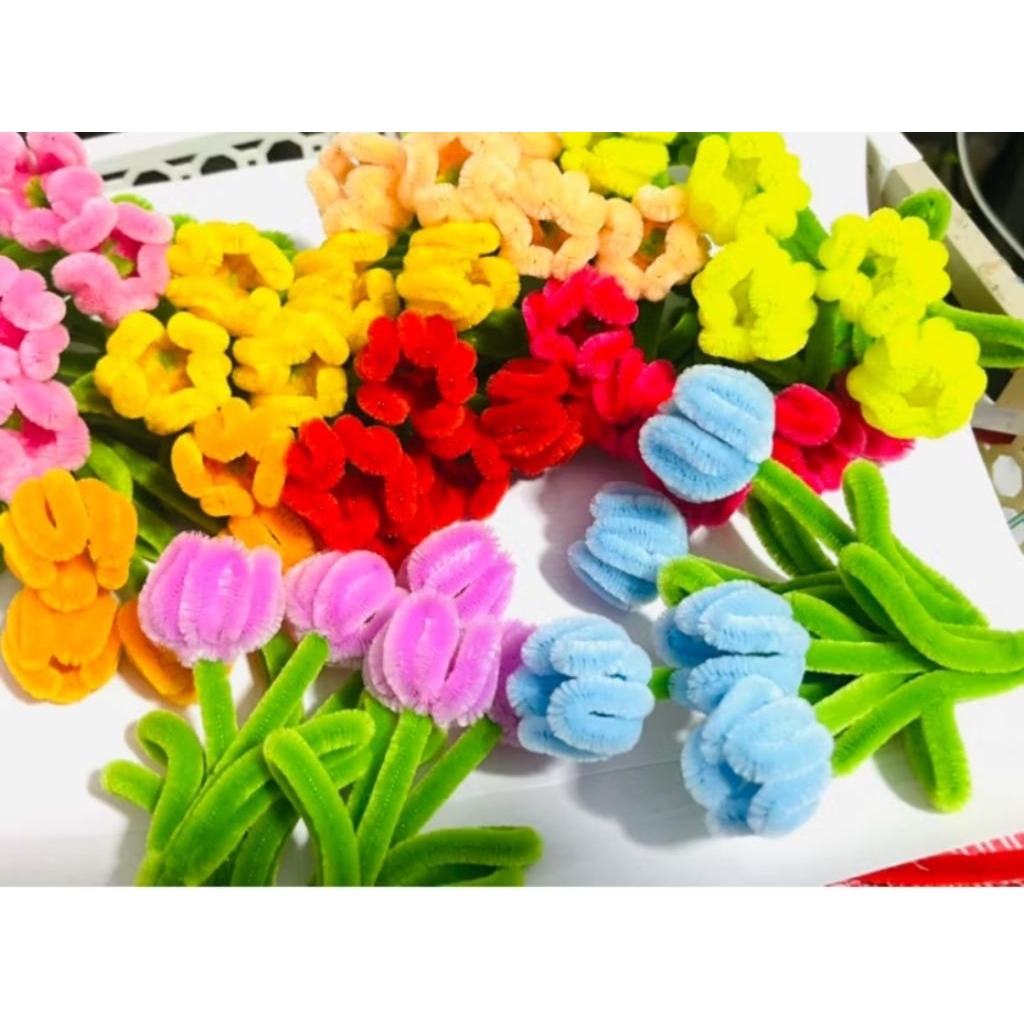 Cành Hoa Tulip Kẽm Nhung Mini , Cành Hoa Cúc Mini Kẽm Nhung