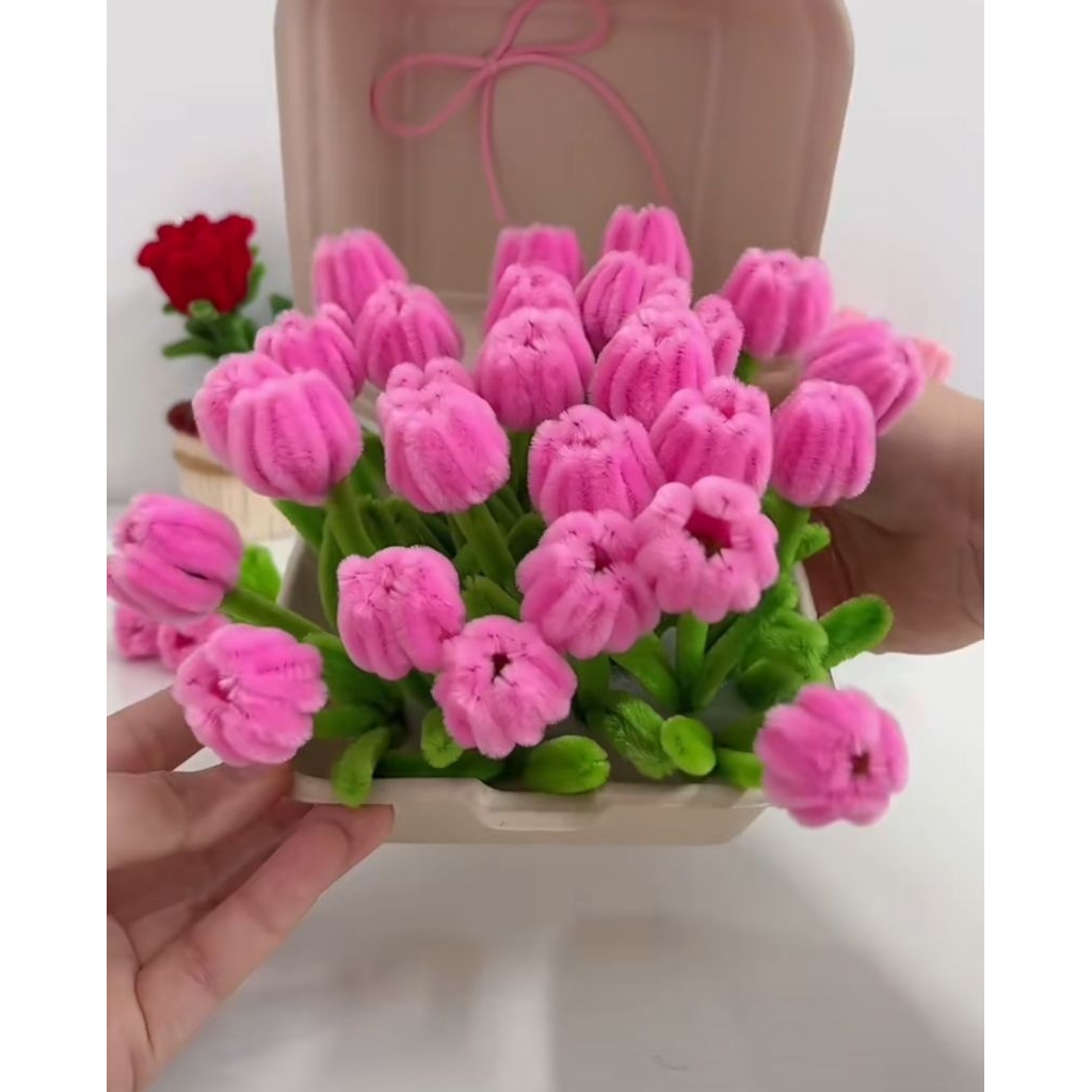 Cành Hoa Tulip Kẽm Nhung Mini , Cành Hoa Cúc Mini Kẽm Nhung