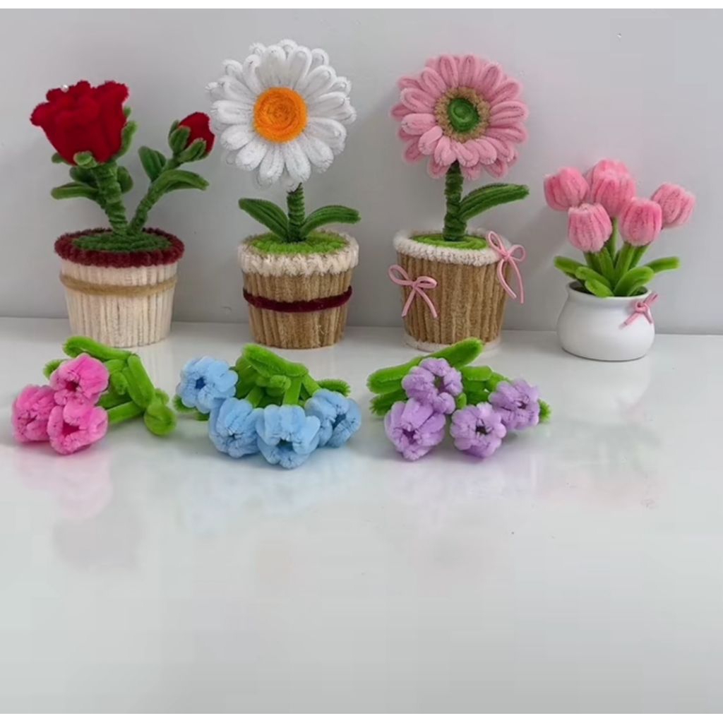 Cành Hoa Tulip Kẽm Nhung Mini , Cành Hoa Cúc Mini Kẽm Nhung