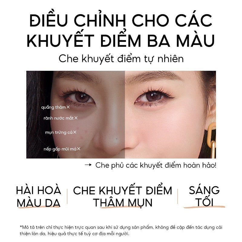 COLORKEY Kem che khuyết điểm 3 màu sắc kết hợp mịn lâu trôi 3.9g | NHÍM HOUSE