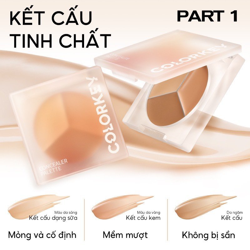 COLORKEY Kem che khuyết điểm 3 màu sắc kết hợp mịn lâu trôi 3.9g | NHÍM HOUSE