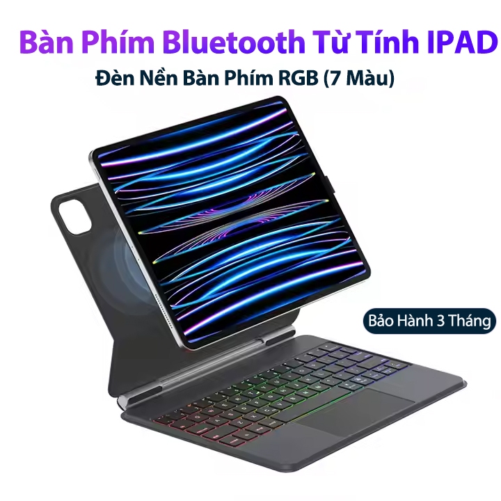 Bàn phím Bluetooth Từ Tính cho IPad Air4/5/6/7 Bàn phím RGB 7 màu Hộp đựng bàn phím ma thuật Cho iPad10 GEN11