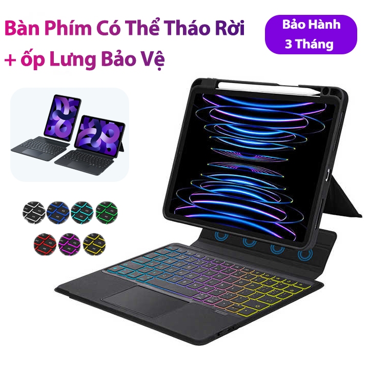 Bao Da Cho iPad Bàn phím Bluetooth Có thể tháo rời Hộp đựng bàn phím ma thuật Cho iPad Air4/5/6/7 Gen11 Pro11