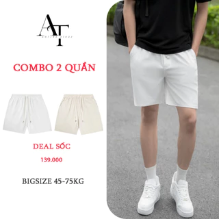 Combo 2 quần short kaki nam AUTINS fom trên gối trẻ trung vải kaki co giãn Menswear Nam - QS01