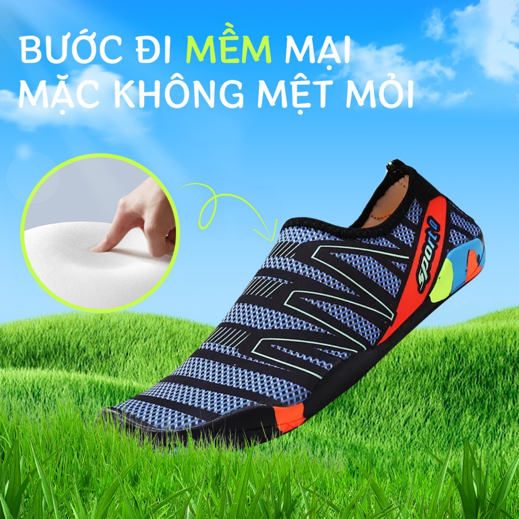 Giày đi biển giày lặn lội suối trekking đi bộ đế cao su chống trượt êm chân thoát nước tốt