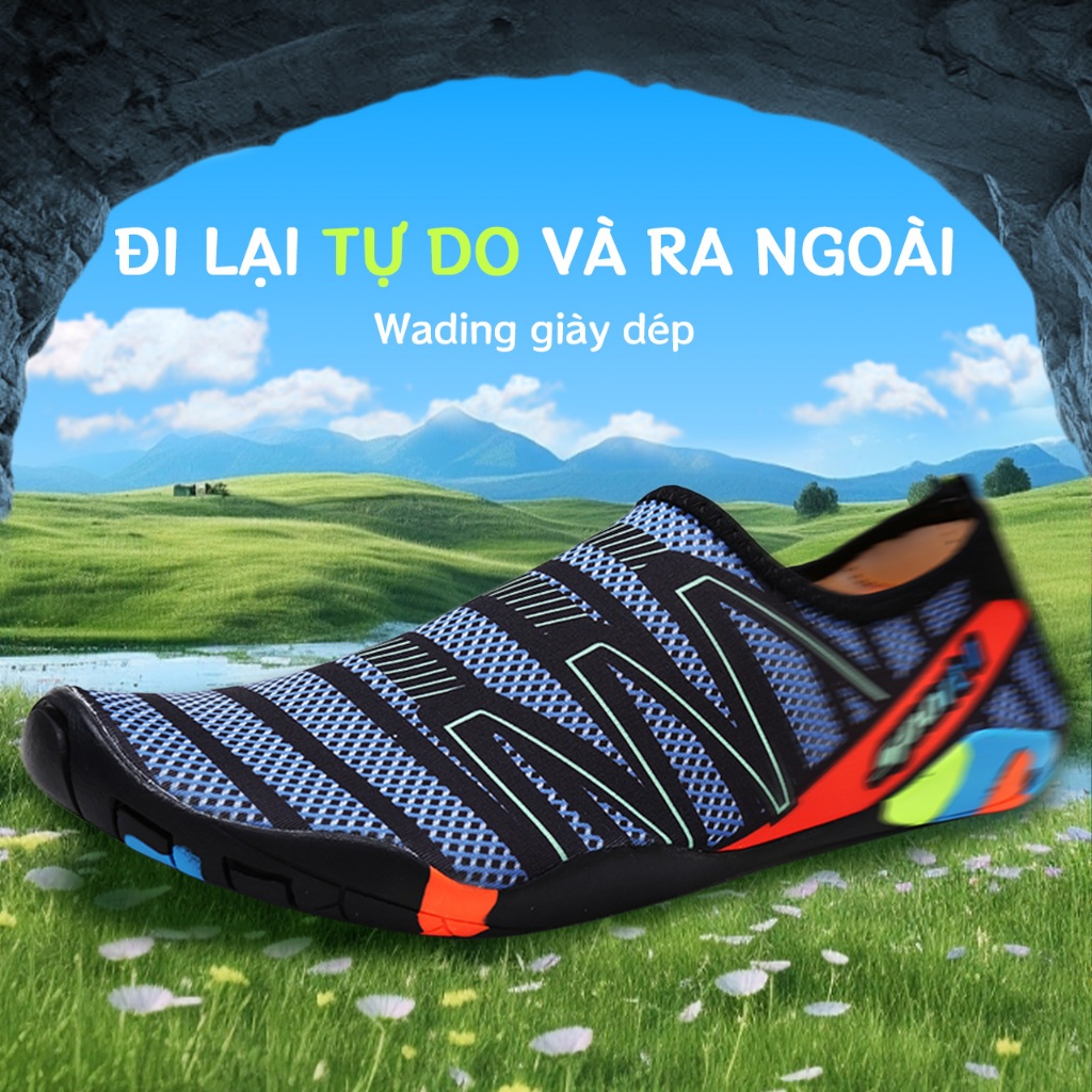 Giày đi biển giày lặn lội suối trekking đi bộ đế cao su chống trượt êm chân thoát nước tốt