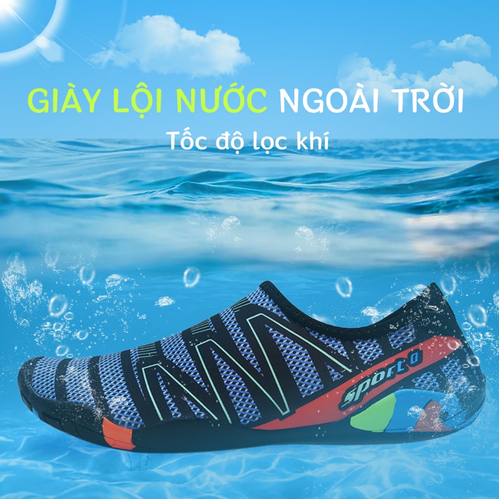 Giày đi biển giày lặn lội suối trekking đi bộ đế cao su chống trượt êm chân thoát nước tốt