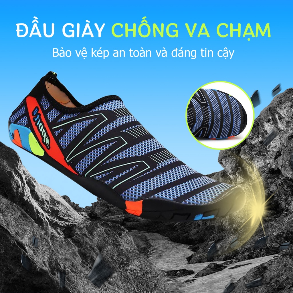 Giày đi biển giày lặn lội suối trekking đi bộ đế cao su chống trượt êm chân thoát nước tốt