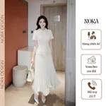 Set váy công sở chất chéo hàn lót lụa, thiết kế áo cổ sơ mi, chiết eo phối chân váy dập li quạy, kéo khoá Medechill S851 — ảnh 2