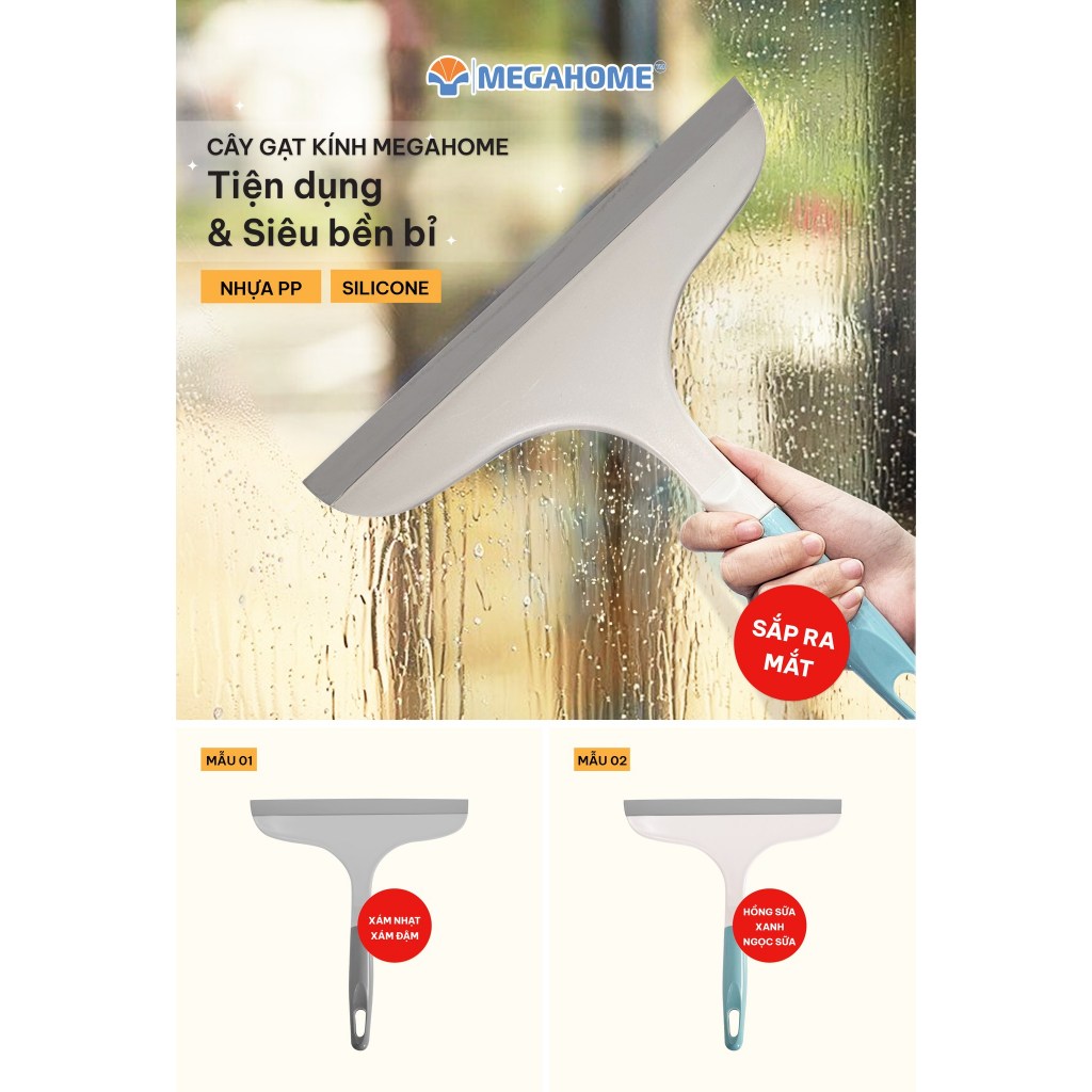 [HỎA TỐC] Cây Gạt Kính - Gạt Nước Cầm Tay Tiện Lợi MEGAHOME bản 23cm Nhỏ Gọn, Tiện Dụng, Đa Năng Cho Mọi Không Gian