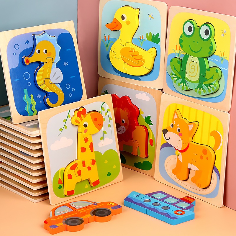 Đồ Chơi Ghép Hình Ghép Hình Gỗ Nổi 3D Hình Động Vật Dễ Thương - Giúp Bé Học Và Nhận Biết Các Con Vật