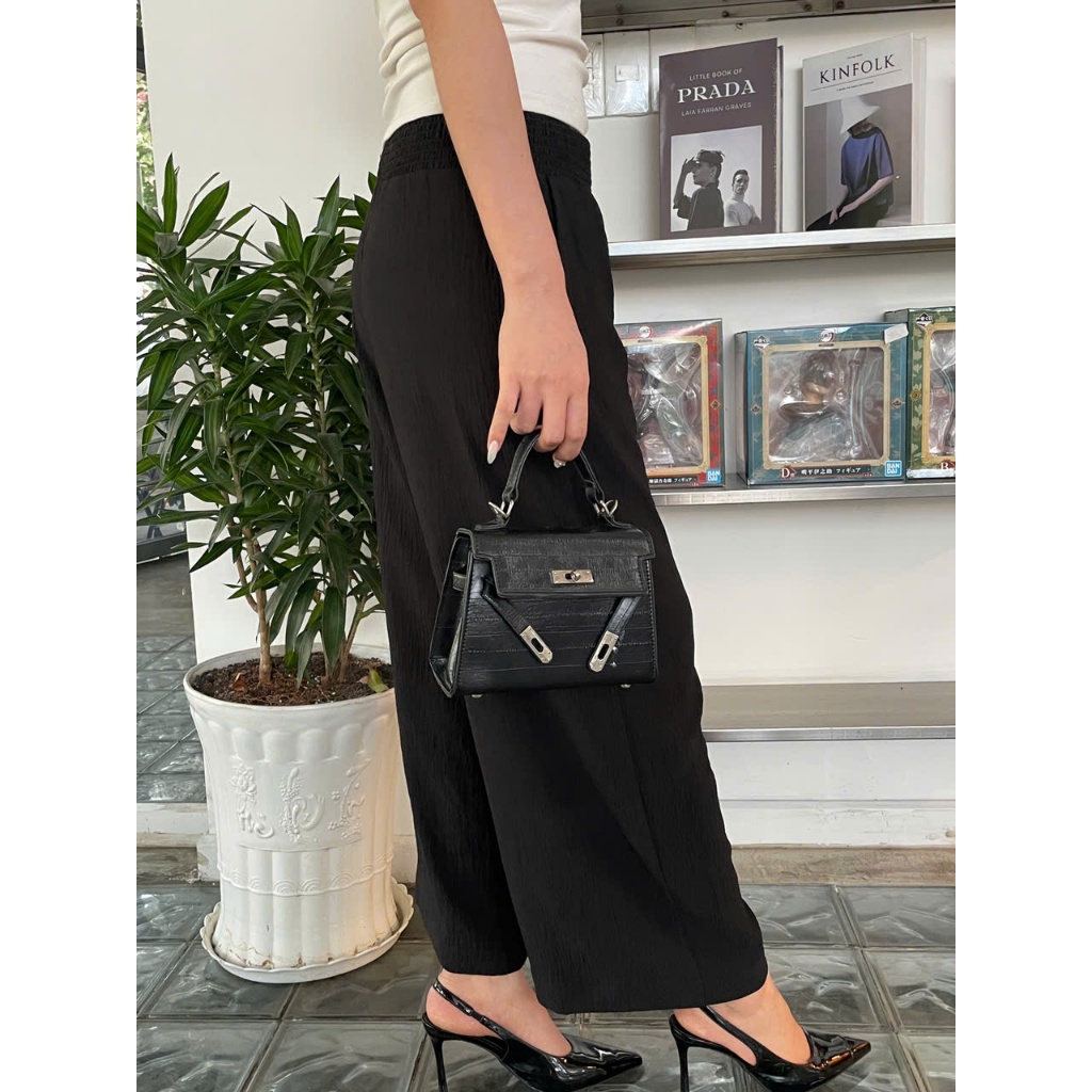 LUMI - Quần dài công sở nữ ống suông rộng cạp chun chất liệu đũi trơn và đũi nhăn mát nhẹ dễ mặc