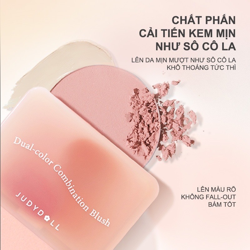 JUDYDOLL Phấn má hồng 2 hai tone màu cho người mới tập trang điểm 6g | NHÍM HOUSE