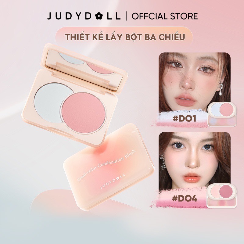 JUDYDOLL Phấn má hồng 2 hai tone màu cho người mới tập trang điểm 6g | NHÍM HOUSE