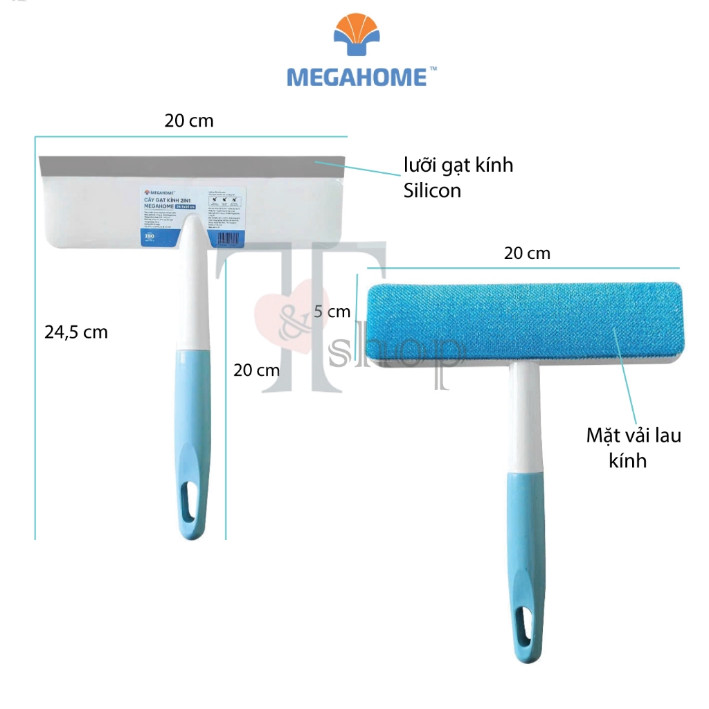[HỎA TỐC] Cây Lau Kính, Gạt Nước Cầm Tay 2in1 - MEGAHOME , Nhỏ Gọn, Tiện Dụng, Đa Năng Cho Mọi Không Gian