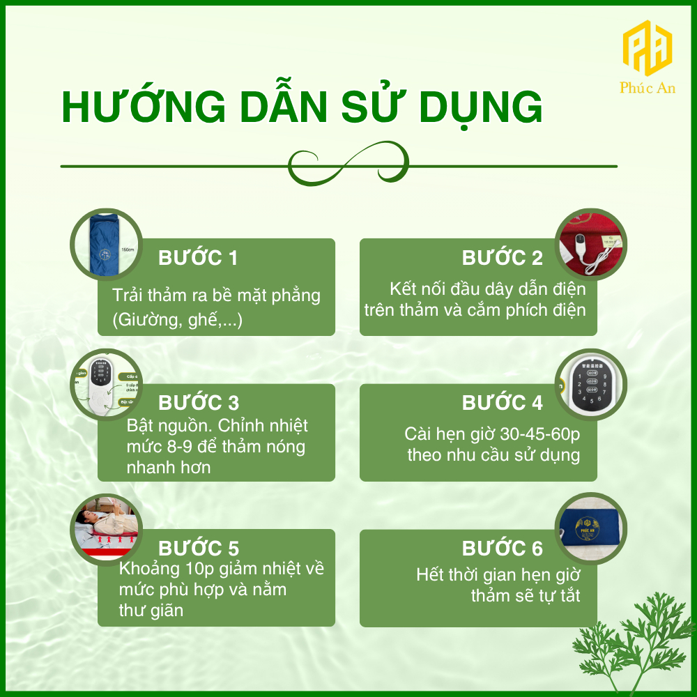 [PHÚC AN] Combo 2 Thảm điện ngải cứu đông y, Giảm đau nhức cơ thể, Hỗ trợ giúp giấc ngủ ngon