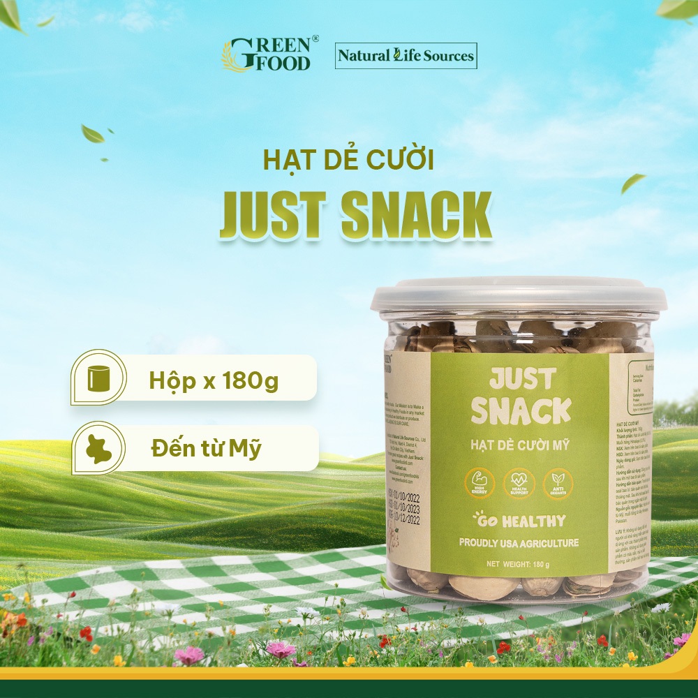 GREEN FOOD - Hạt Dẻ Cười Mỹ rang khô có vỏ JUST SNACK | Hộp 180g - Hạt ...