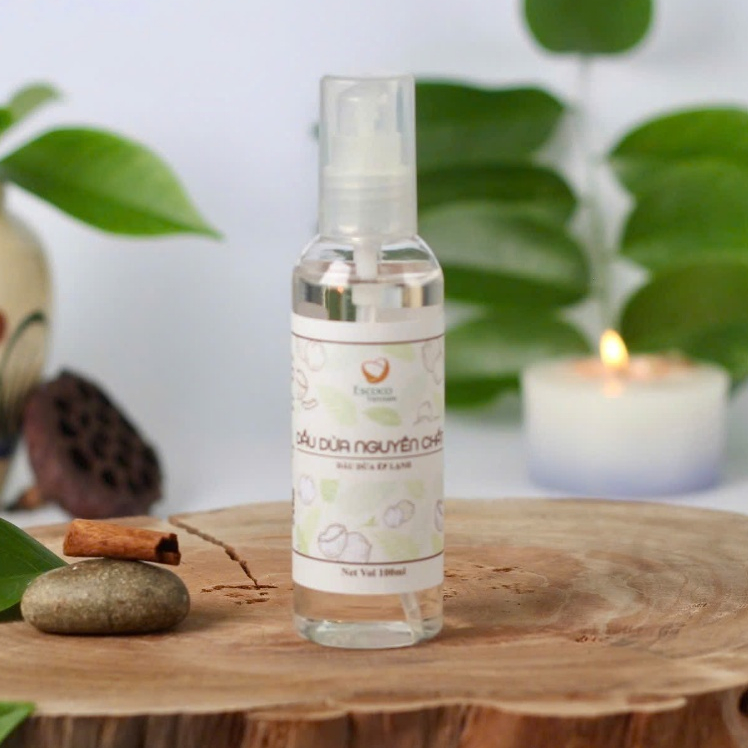 Dầu dừa ép lạnh Escoco - Dưỡng ẩm, tẩy trang, dưỡng tóc và ngăn ngừa rạn da.