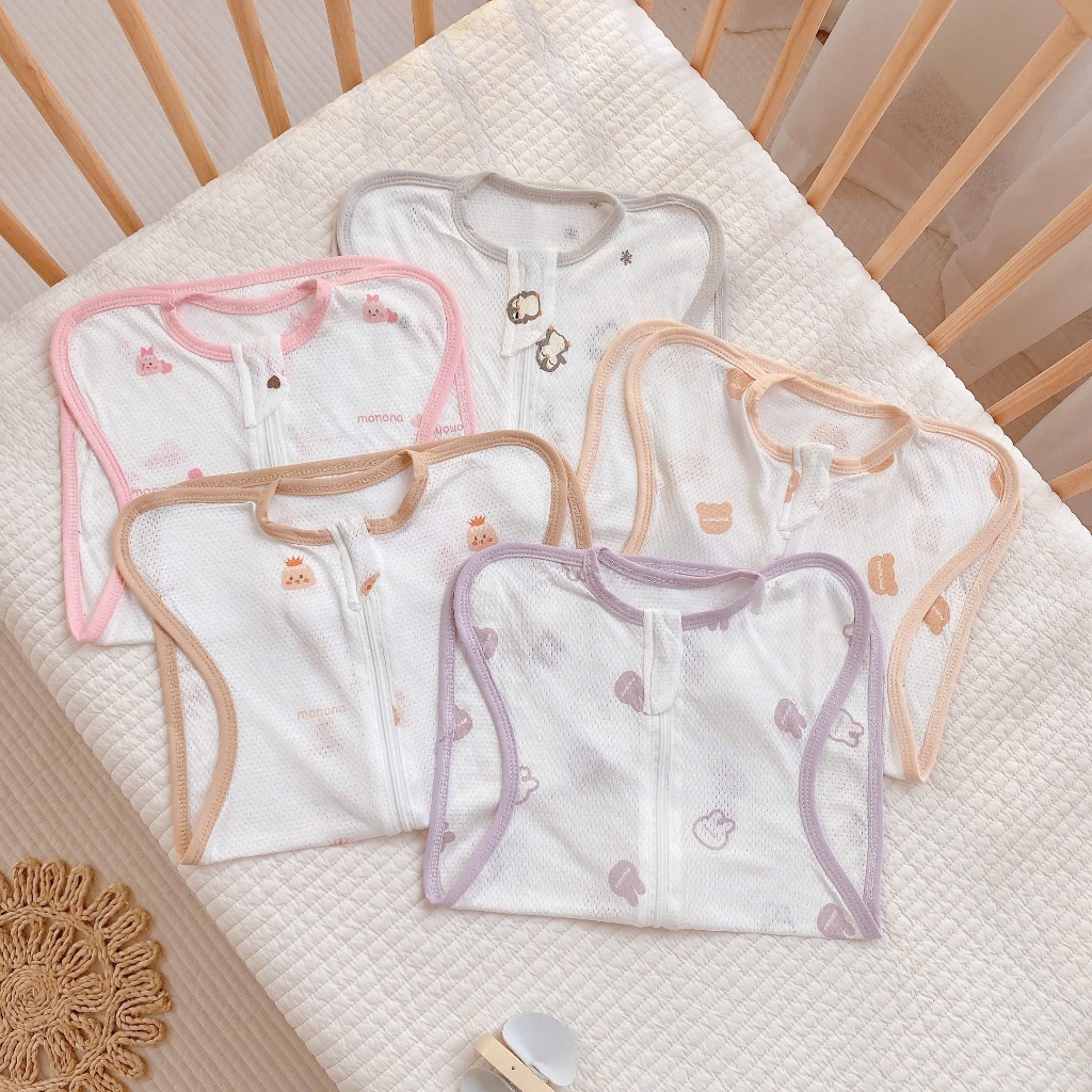 Nhộng chũn cho bé, nhộng chũn Monona vải thở/cotton thoáng khí siêu co giãn, khóa 2 chiều tiện lợi