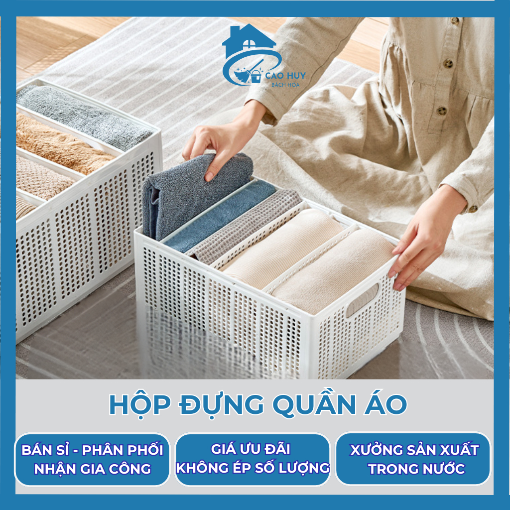 Giỏ Đựng Quần Áo Chia Ngăn Đa Năng, Hộp Đựng Đồ Gấp Gọn Nhiều Kích Thước Tiện Lợi