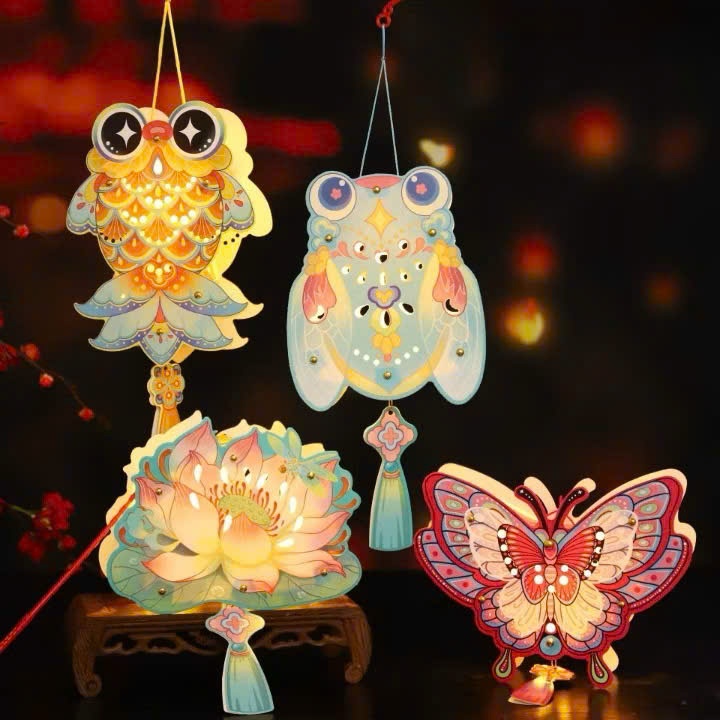 Đèn lồng trung thu cầm tay trong suốt phát sáng nhấp nháy Mẫu đèn lồng hình thú, búp bê , Công chúa nhiều mâu mã