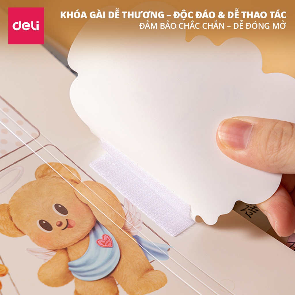 Cặp Túi Đựng Tài Liệu A4 Butterbear Deli 8 Ngăn File Đựng Tài Liệu Hồ Sơ Lưu Trữ Đa Năng Dễ Thương